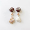 Natural Shell and Mauve Pearl Dangle Earrings, Sterling Silver Hooks, Beach Wedding Jewelry