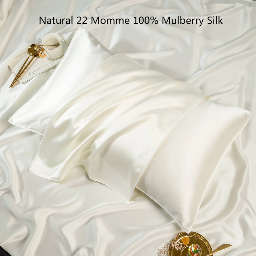 Natural 22 Momme 100% Mulberry Silk Pillowcase Natural Mulberry Pillow Case 48X74Cm
