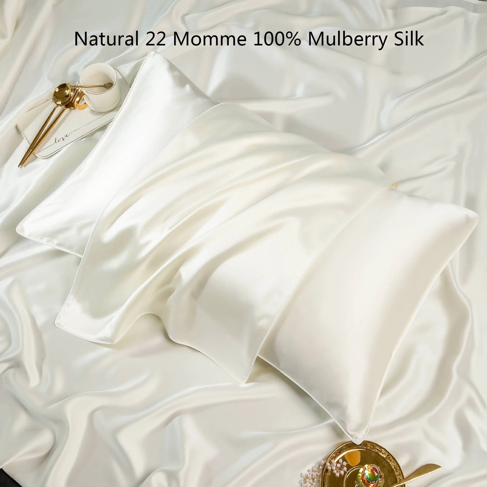 Natural 22 Momme 100% Mulberry Silk Pillowcase Natural Mulberry Pillow Case 48X74Cm