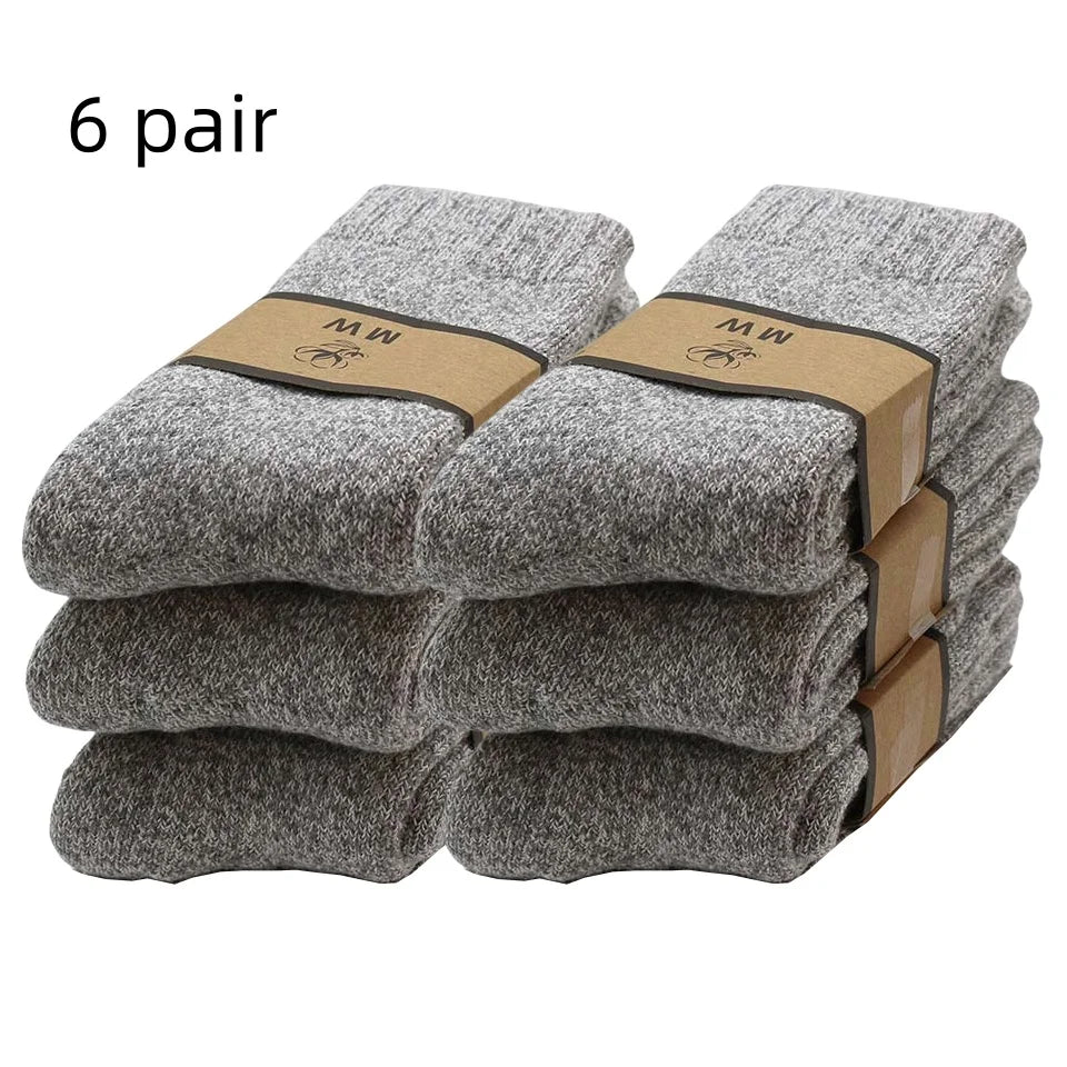 Winter Men'S Merino Wool Socks Super Thick Warm High Quality Harajuku Retro Snow Casual Antifreeze Cashmere Socks Men 3 Pair