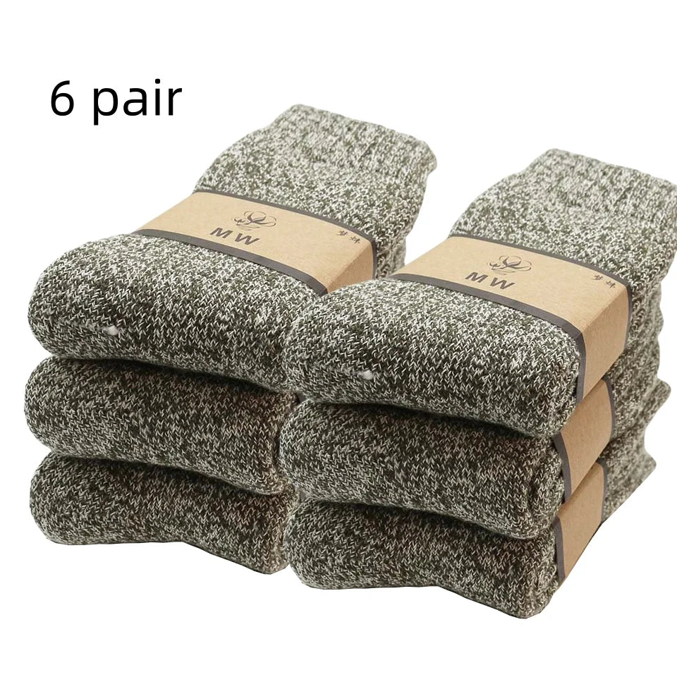 Winter Men'S Merino Wool Socks Super Thick Warm High Quality Harajuku Retro Snow Casual Antifreeze Cashmere Socks Men 3 Pair